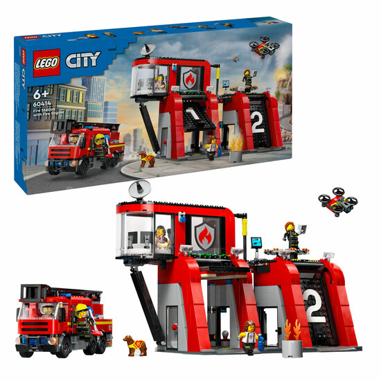 LEGO City 60414 Brandweerkazerne en Brandweerauto