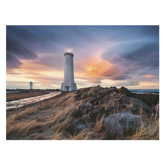 Legpuzzel Prachtige Lucht Boven de Vuurtoren van Akranes Ijsland, 1500st.