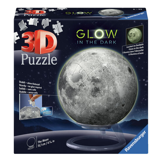 3D Puzzelbal Maan Glow in the Dark, 72st.