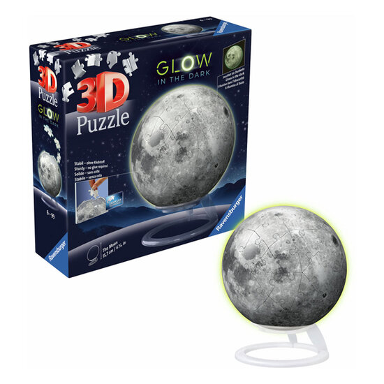 3D Puzzelbal Maan Glow in the Dark, 72st.