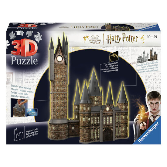 3D Puzzel Hogwarts Astronomie Toren (Night Edition), 540st.