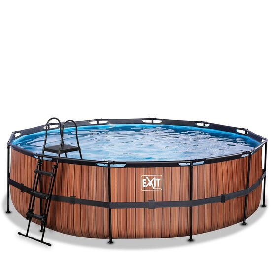 Zwembad Exit Frame Pool Afmeting 488X122Cm (12V Zandfilter) Timber Style