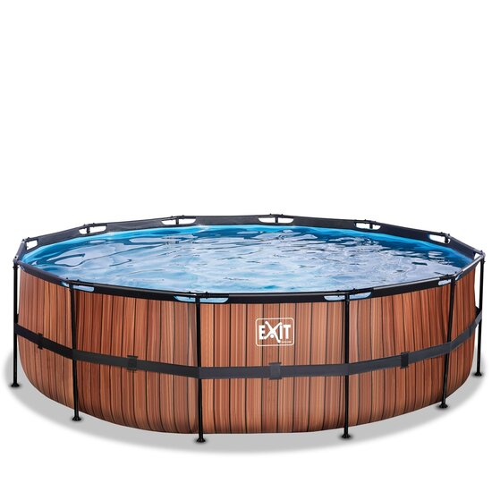 Zwembad Exit Frame Pool Afmeting 488X122Cm (12V Zandfilter) Timber Style