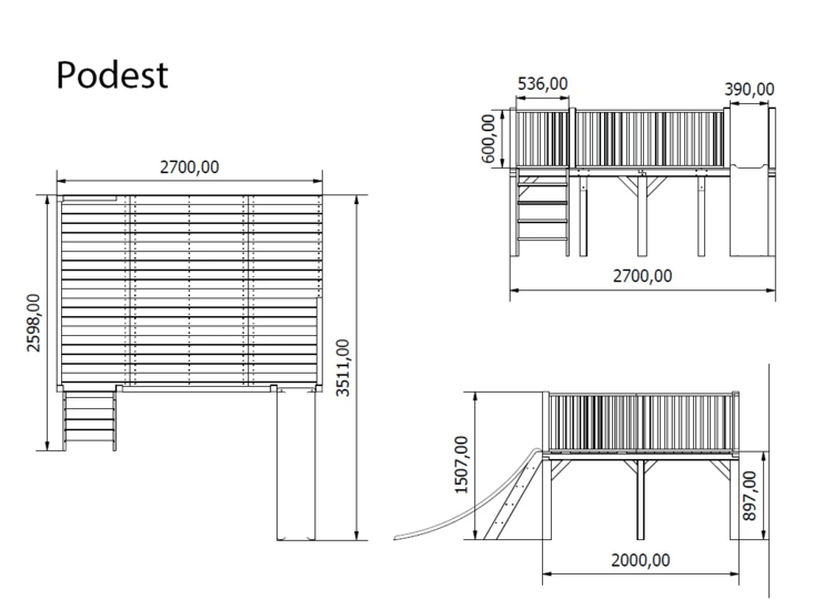 Houten speelhuis Butterfly - op platform incl glijbaan