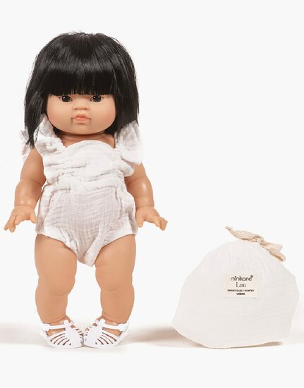 Minikane lou romper off-white voor Gordi poppen van 34cm