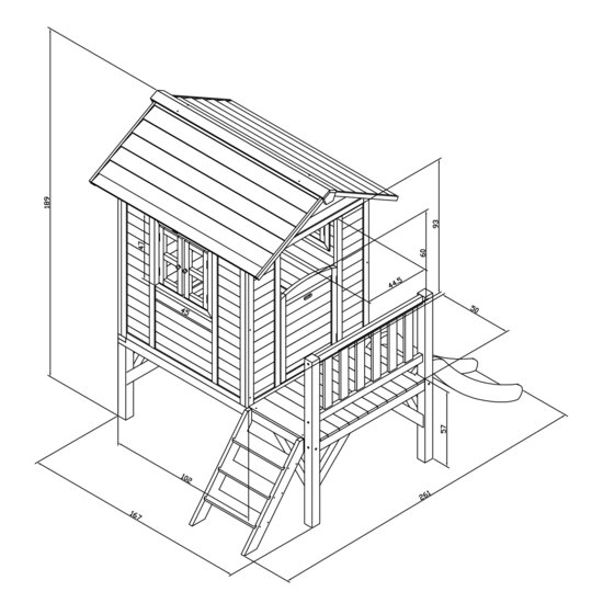 AXI Lodge XL Speelhuis Klassiek Wit/grijs - Limoen groene Glijbaan