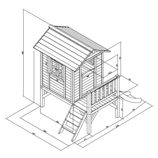 AXI Lodge XL Speelhuis Caribisch Blauw - Grijze Glijbaan