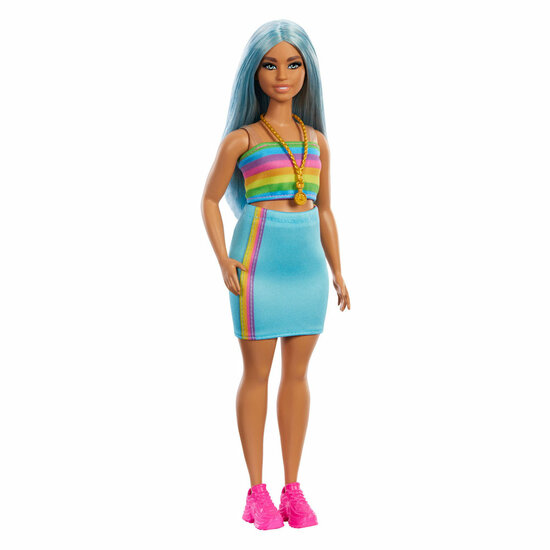 Barbie Fashionistas Modepop Regenboogtop en Groene Rok