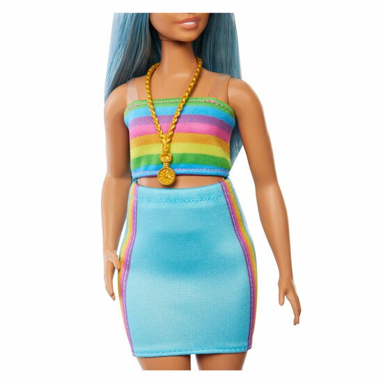 Barbie Fashionistas Modepop Regenboogtop en Groene Rok