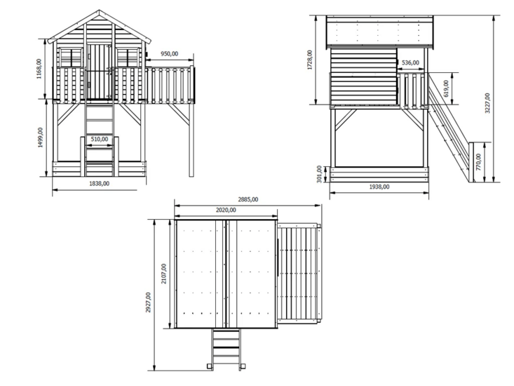 Houten speelhuis Big house XL op palen  + glijbaan ( na keuze)