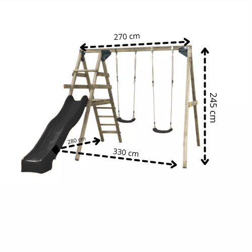 Houten Schommel Celina met glijbaan - Rood 