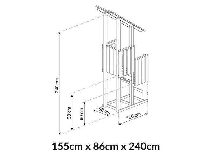 Houten speeltoren piraat incl 2 glijbanen - Prestige Garden lange kant lime groen - korte rood