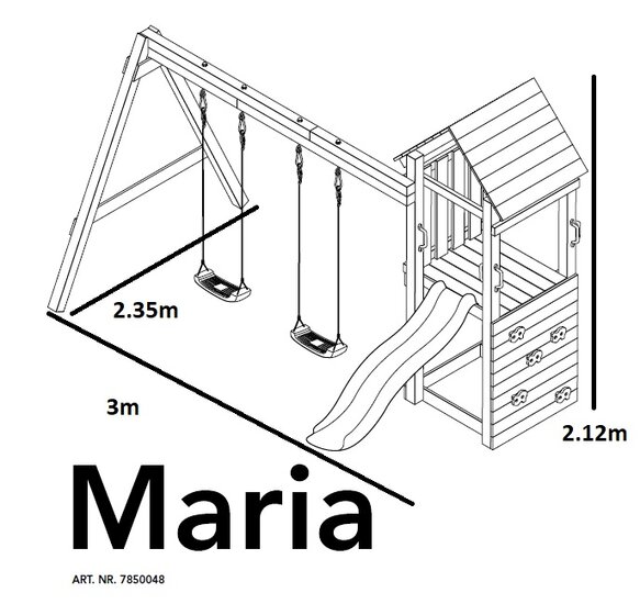 Houten Speeltoestel Maria met gele glijbaan