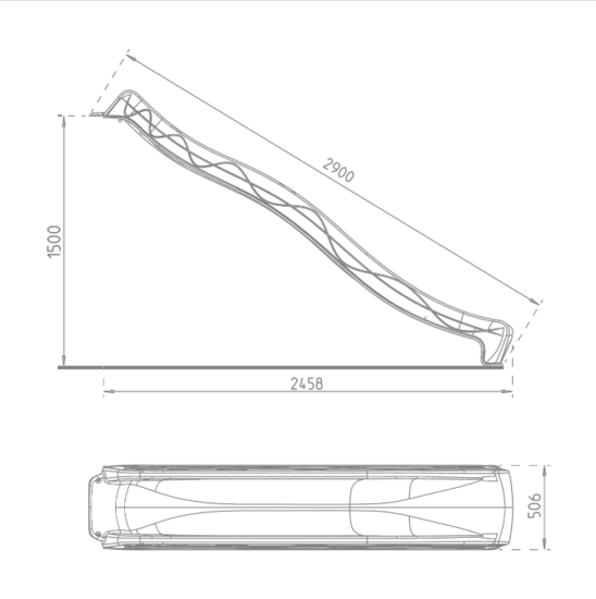 Glijbaan tsuri met golf 300 cm met wateraansluiting - H1500 Rood