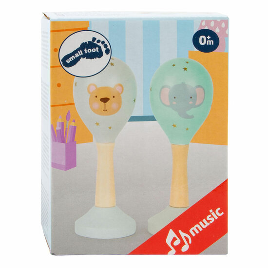 Small Foot - Houten Baby Rammelaar Maracas Dier, Set van 2