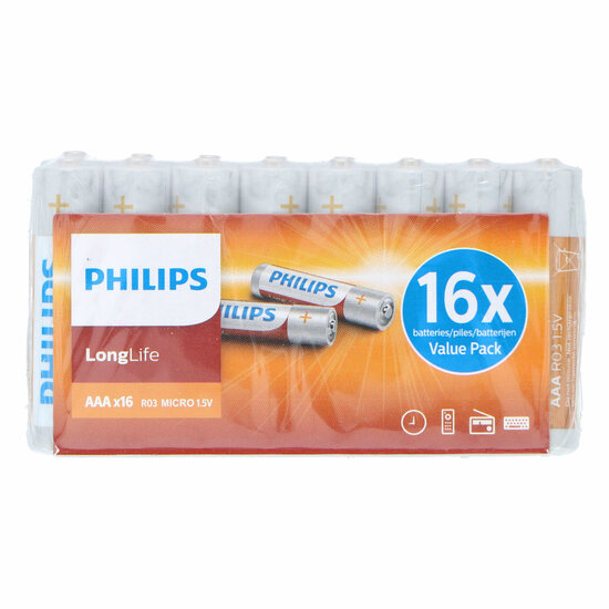 Philips Longlife AAA Batterij, 16st.