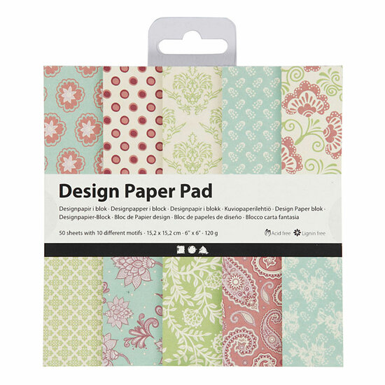 Design Papierblok Mint Groen/Paars, 50 Vellen