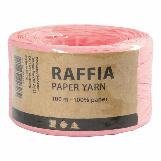 Papier Raffia Garen Lichtroze, 100m