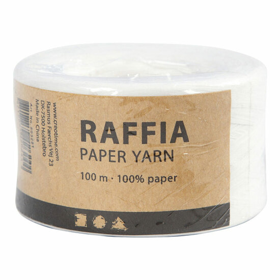 Papier Raffia Garen Wit, 100m