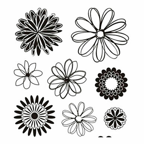 Silicone Stempels Bloemen, 1 Vel