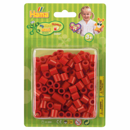 Hama Strijkkralen Maxi - Rood, 250st.