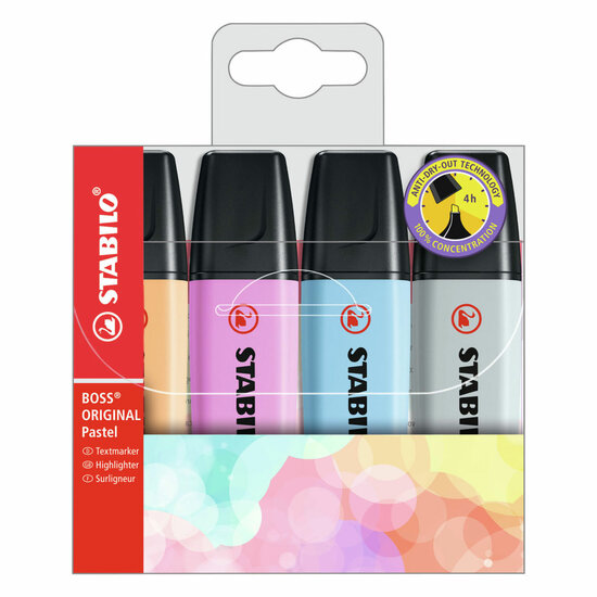 STABILO BOSS ORIGINAL Pastel - Markeerstift - Set 4 Stuks