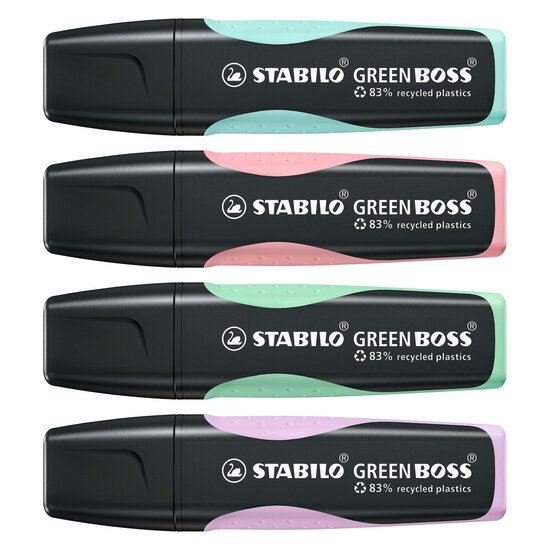 STABILO GREEN BOSS Pastel - Markeerstift - Set Met 4 Stuks