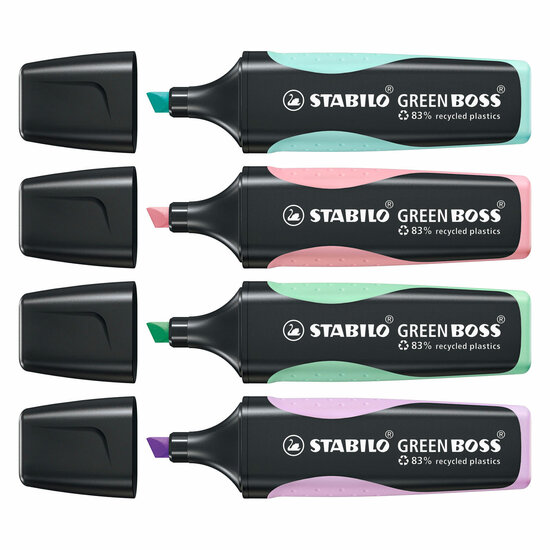 STABILO GREEN BOSS Pastel - Markeerstift - Set Met 4 Stuks