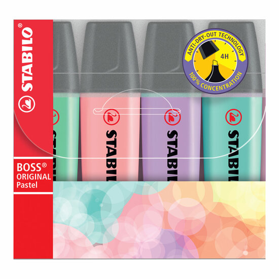 STABILO BOSS ORIGINAL Pastel - Markeerstift - Set 4 Stuks