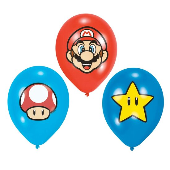 Super Mario Latex Ballonnen, 6st.