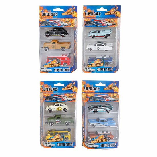 Roadblasters Die-Cast Super Auto&#039;s, 3st.