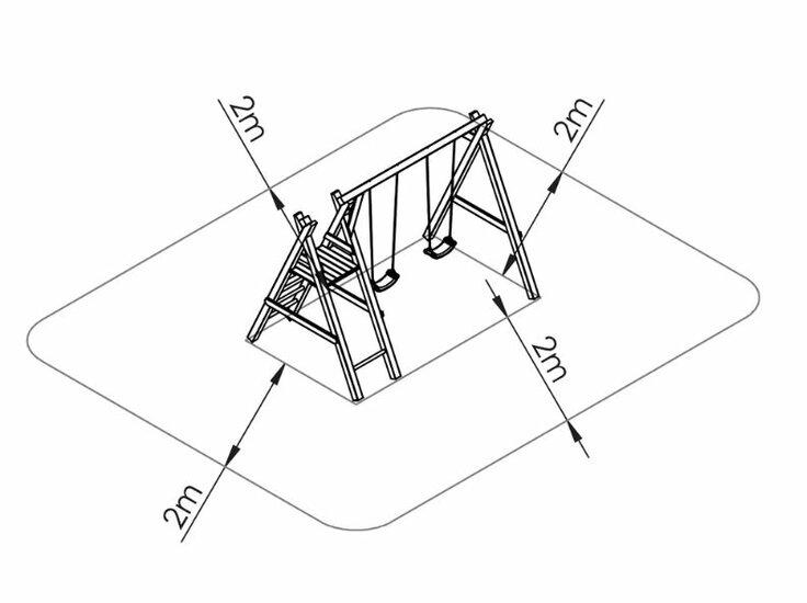 (2dekans) Houten schommel dubbel swing + platform Prestige Garden glijbaan rood