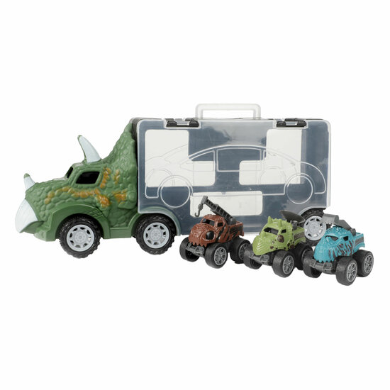 World of Dinosaurs Dinotruck met 3 Pull-back Auto&#039;s