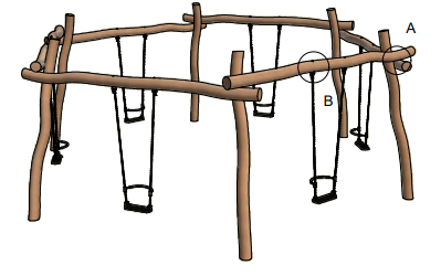 Robinia zeskantschommel voor openbaar gebruik 700cm rond