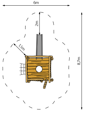 Robinia boomvlonder met glijbaan voor openbaar gebruik 520cm x 220cm