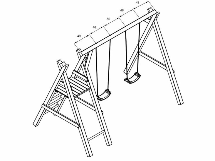 Houten schommel dubbel swing + platform Prestige Garden glijbaan rood