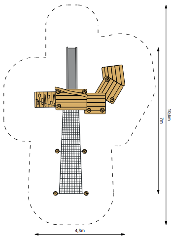 Robinia Speelcombinatie voor openbaar gebruik 840cm x 470cm