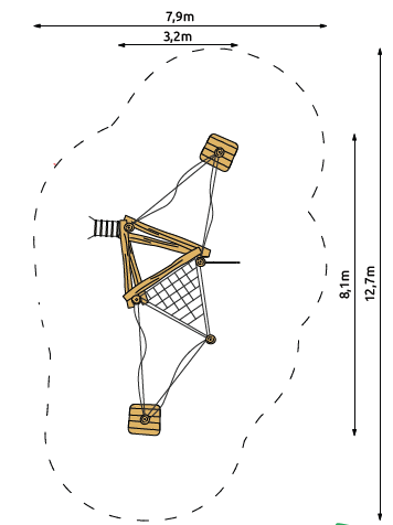 Robinia Klimparcours voor openbaar gebruik 640cm x 650cm