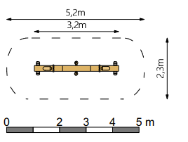 Robinia wipwap 2-zits voor openbaar gebruik 320cm