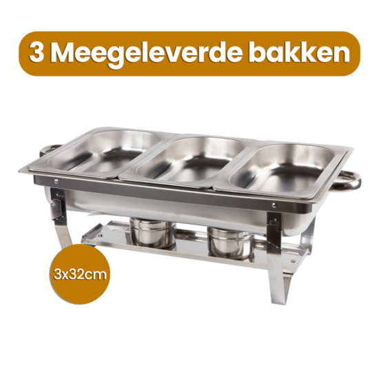 Alora Chafing Dish chrome 3 bakken per 2