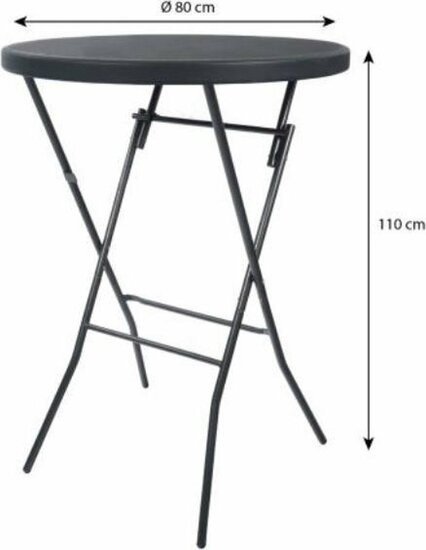 6x Zwarte Statafel + Zwarte Statafelrok x 6 &ndash; &oslash;80 cm x 110 cm hoog