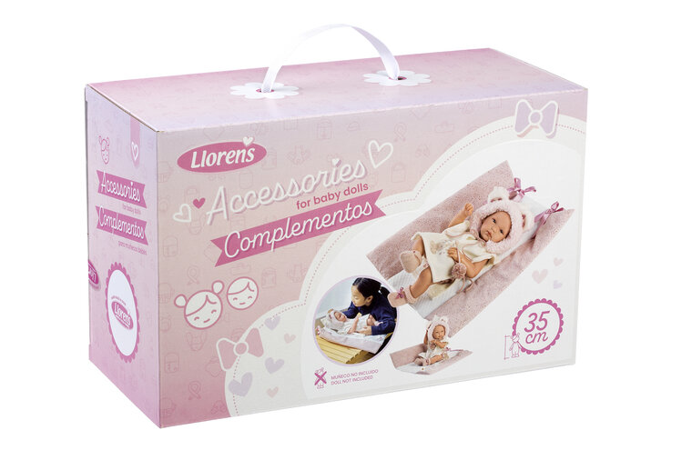 Llorens kledingset en accessoires Osito roze voor poppen van 35 cm