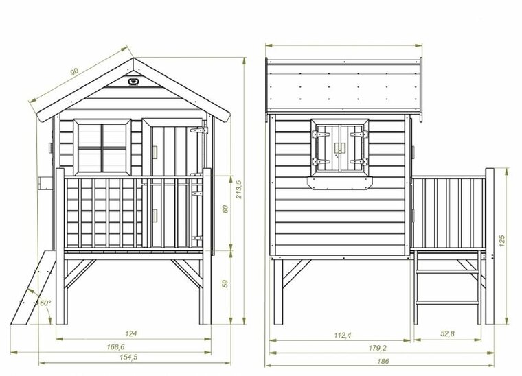 Houten speelhuis Margriet  - met glijbaan