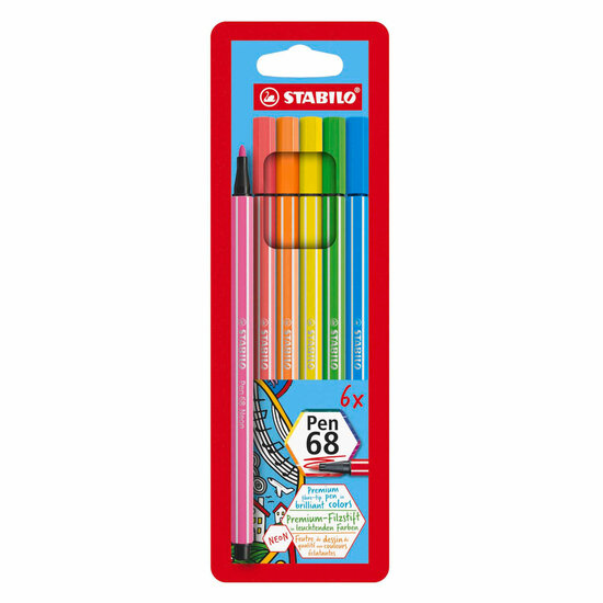 STABILO Pen 68 - 6 Fluoriserende Kleuren