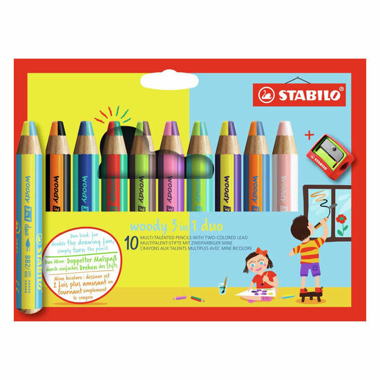 STABILO Woody 3in1 Duo met Puntenslijper, 11dlg.