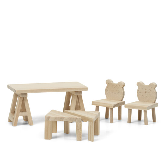 Lundby Poppenhuis Houten Poppenhuismeubels Diy - Tafel/Stoelen