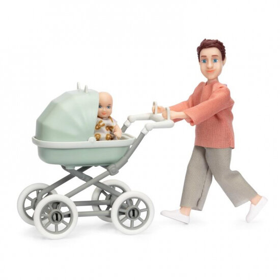 Lundby Set - Speelfiguur Man Met Kinderwagen En Baby