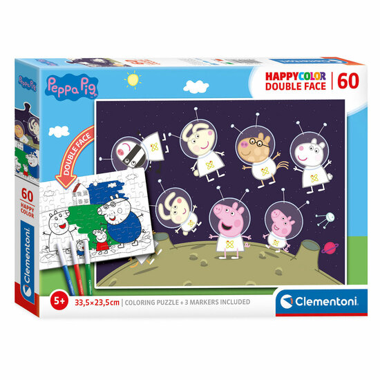 Clementoni Puzzel &amp; Kleur Peppa Pig, 60st.