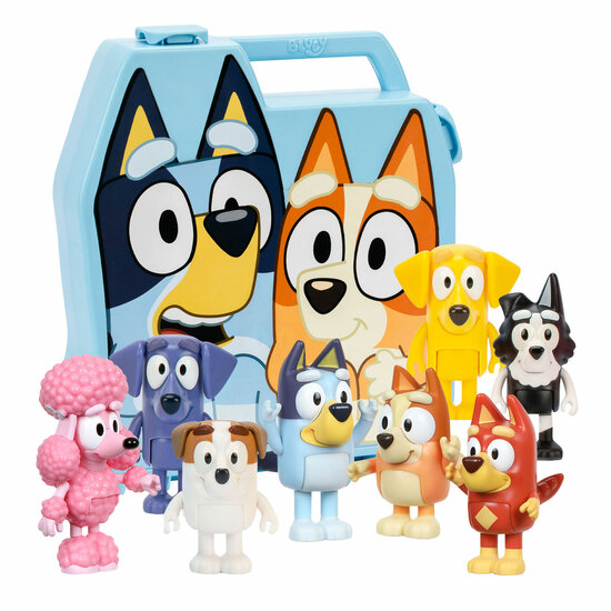 Bluey Play &amp; Go Koffer met 8 Speelfiguren