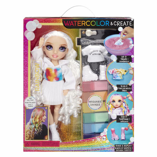 Rainbow High Watercolor &amp; Create-modepop - Paarse ogen